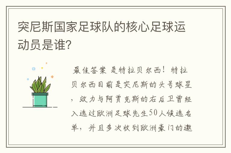 突尼斯国家足球队的核心足球运动员是谁?