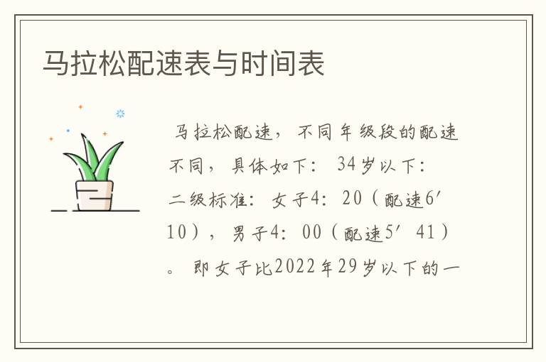 马拉松配速表与时间表