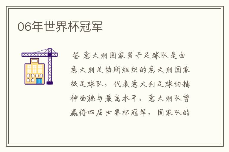 06年世界杯冠军