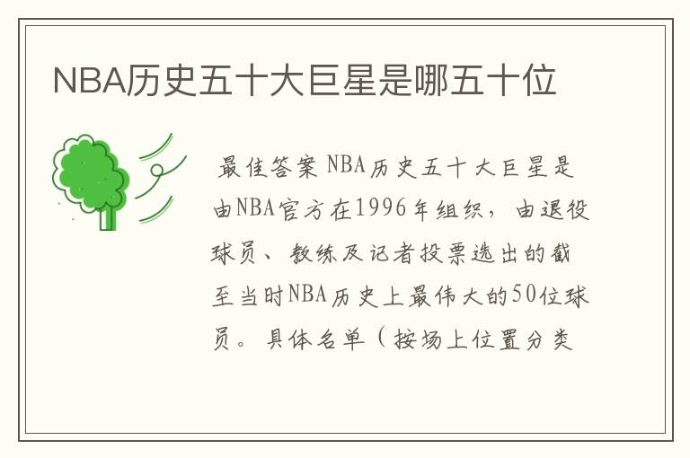 NBA历史五十大巨星是哪五十位