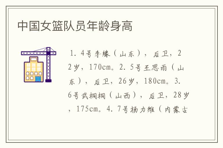 中国女篮队员年龄身高