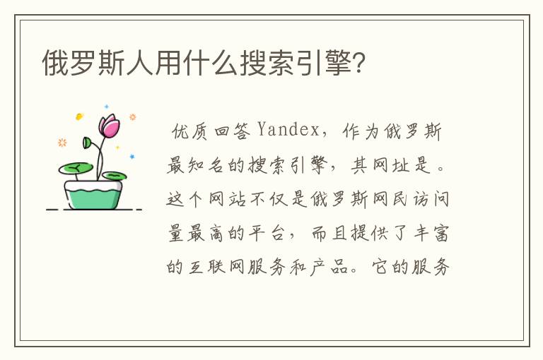 俄罗斯人用什么搜索引擎?