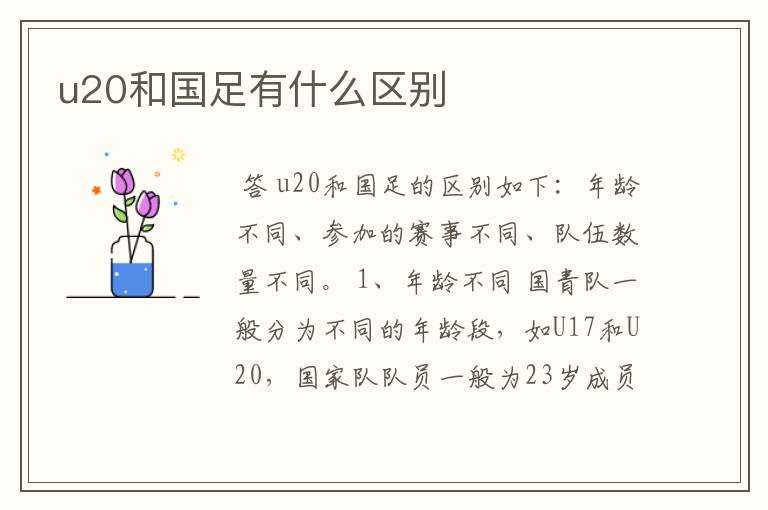 u20和国足有什么区别