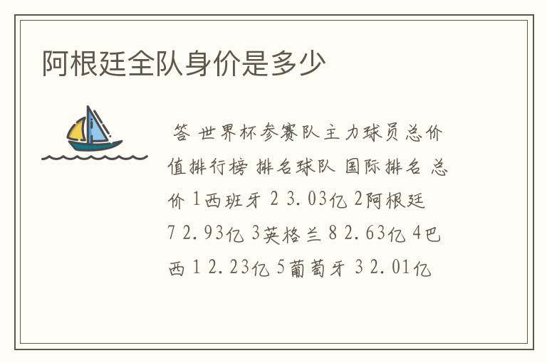 阿根廷全队身价是多少