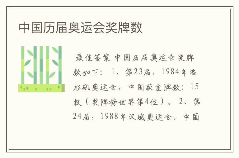 中国历届奥运会奖牌数