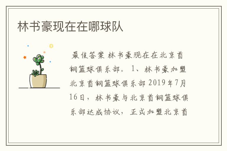 林书豪现在在哪球队