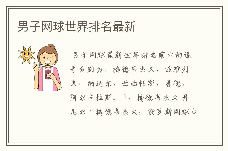 男子网球世界排名最新