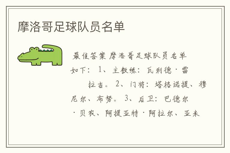 摩洛哥足球队员名单