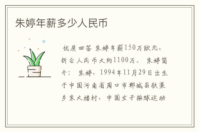 朱婷年薪多少人民币