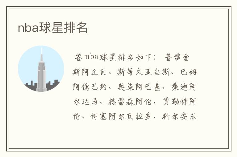 nba球星排名