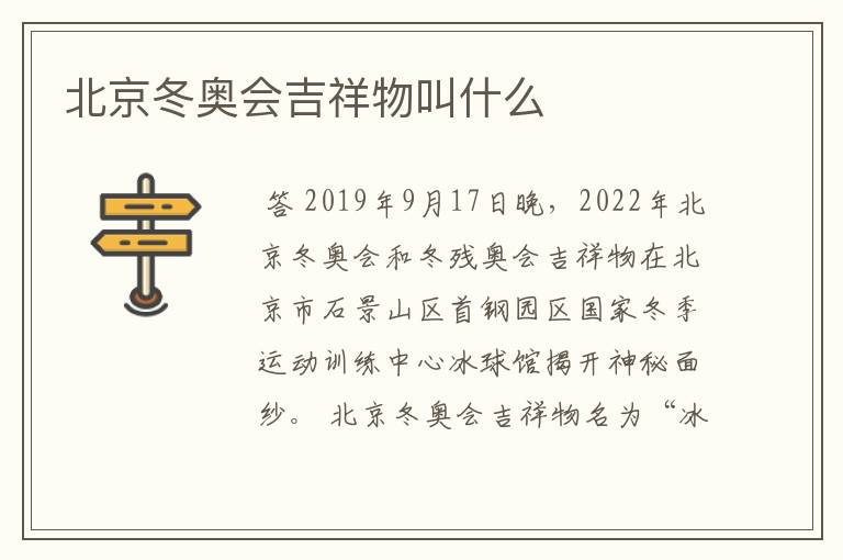 北京冬奥会吉祥物叫什么