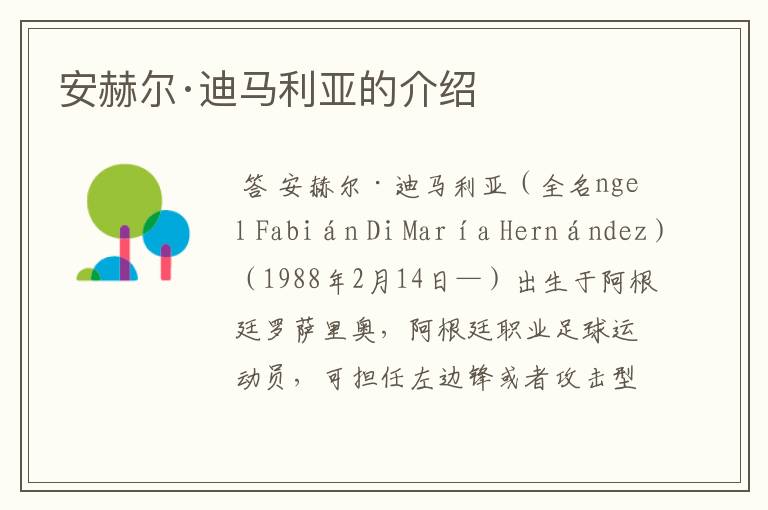 安赫尔·迪马利亚的介绍