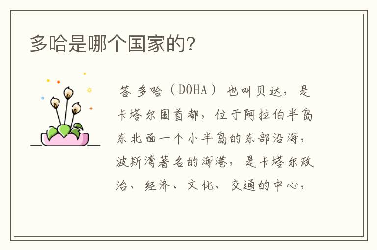 多哈是哪个国家的?