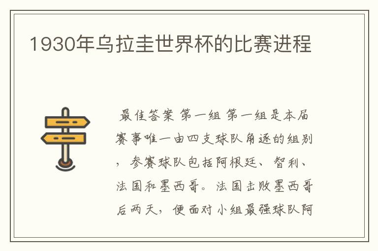 1930年乌拉圭世界杯的比赛进程