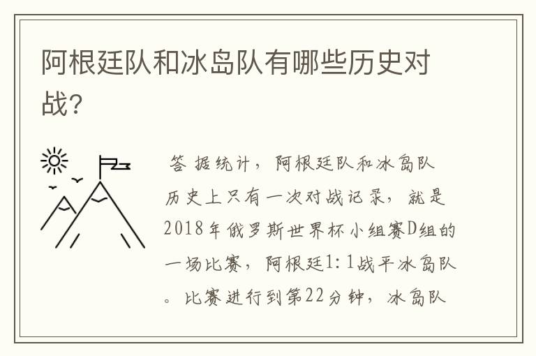 阿根廷队和冰岛队有哪些历史对战?