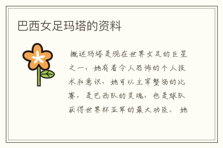 巴西女足玛塔的资料