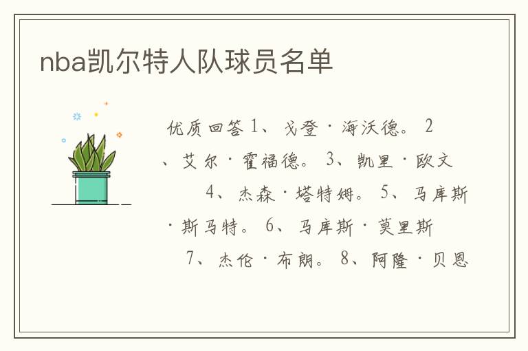 nba凯尔特人队球员名单