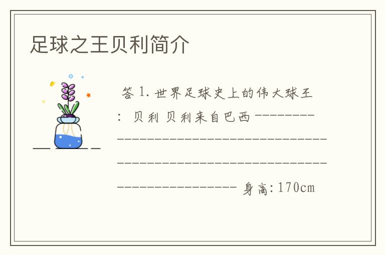 足球之王贝利简介