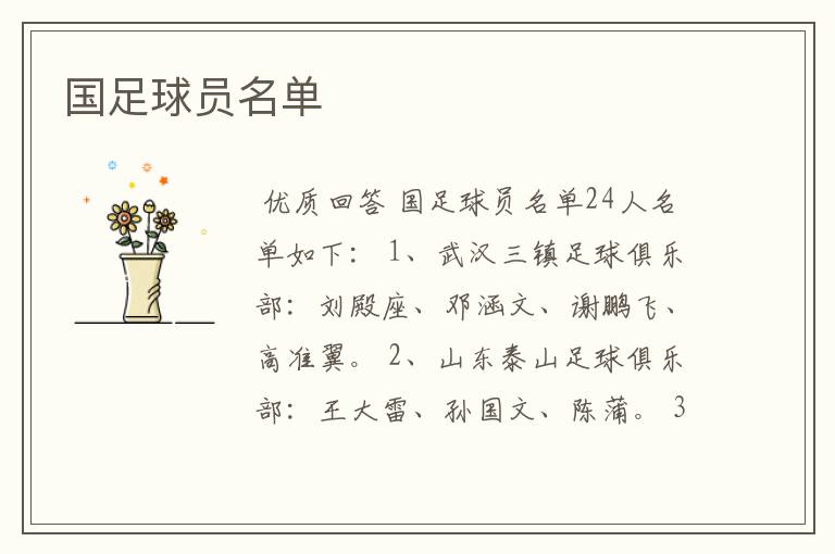 国足球员名单
