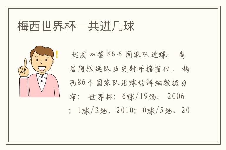 梅西世界杯一共进几球