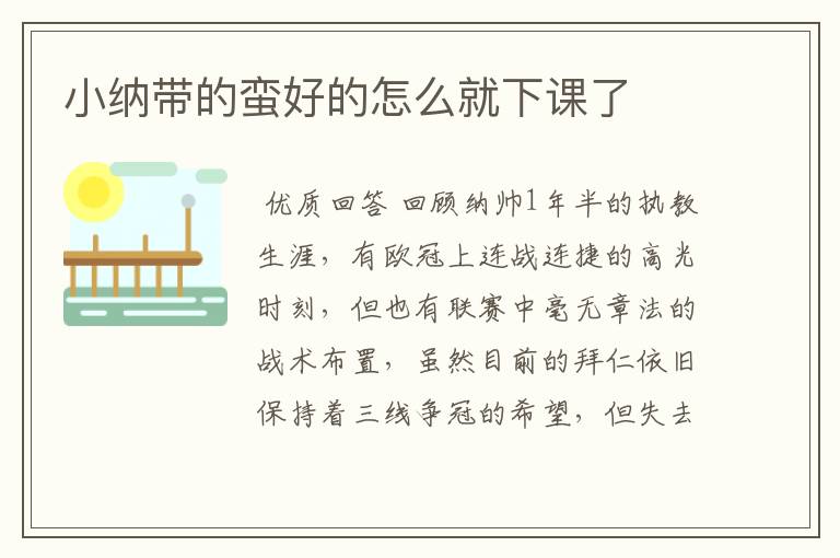 小纳带的蛮好的怎么就下课了