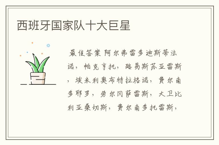 西班牙国家队十大巨星