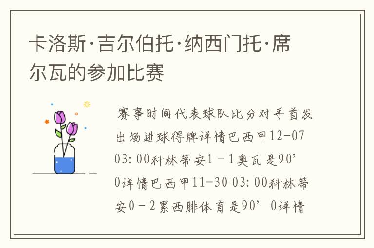 卡洛斯·吉尔伯托·纳西门托·席尔瓦的参加比赛