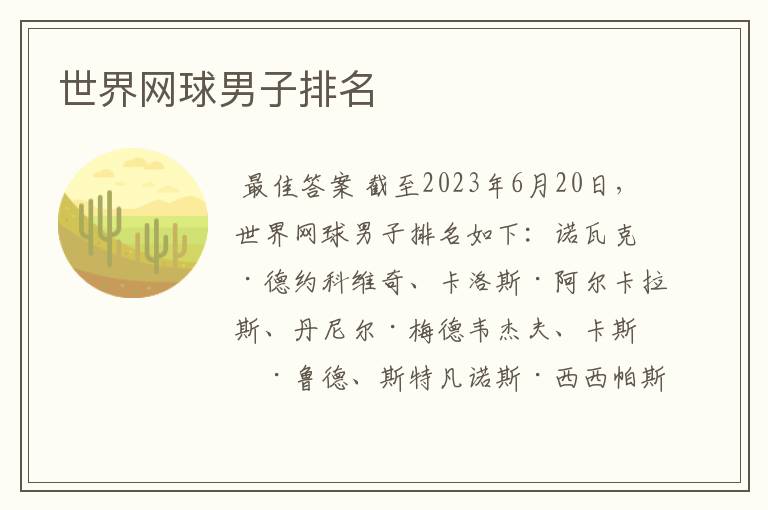 世界网球男子排名