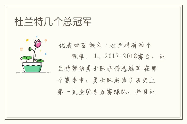 杜兰特几个总冠军