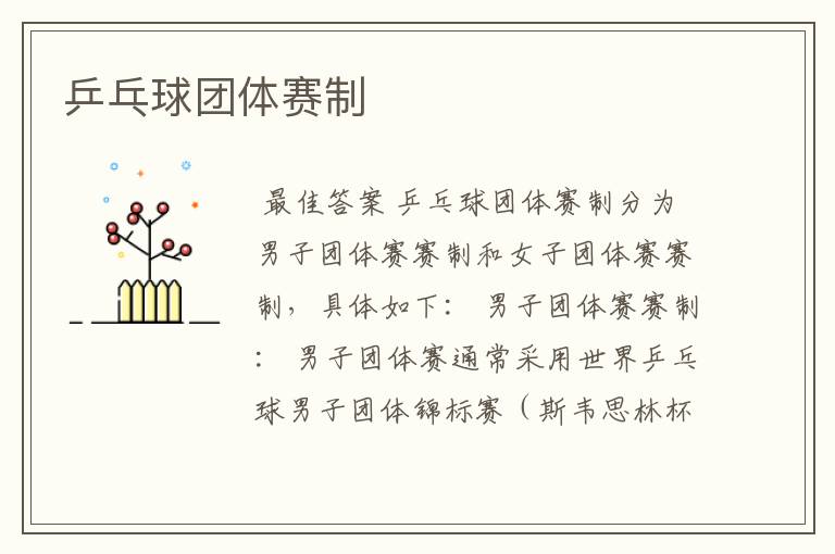乒乓球团体赛制