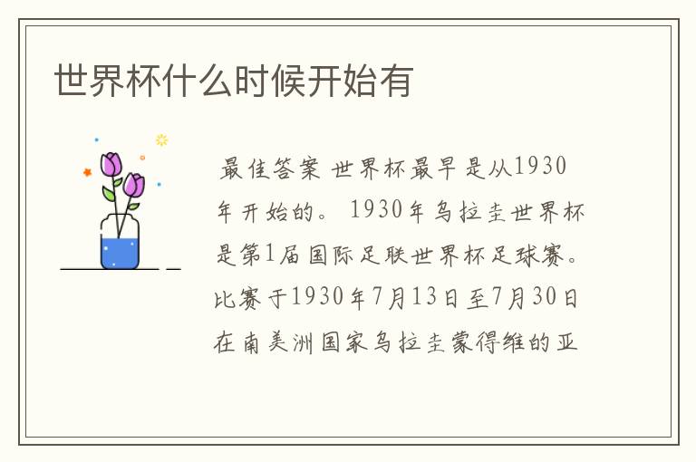 世界杯什么时候开始有