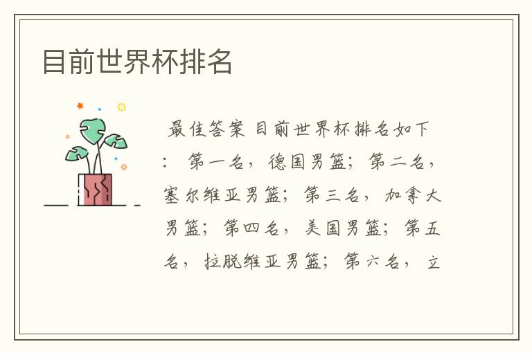 目前世界杯排名