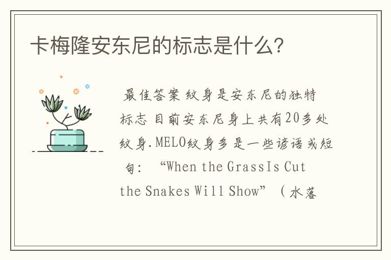 卡梅隆安东尼的标志是什么?