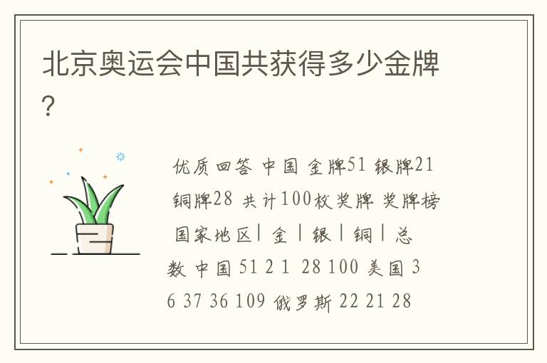 北京奥运会中国共获得多少金牌?