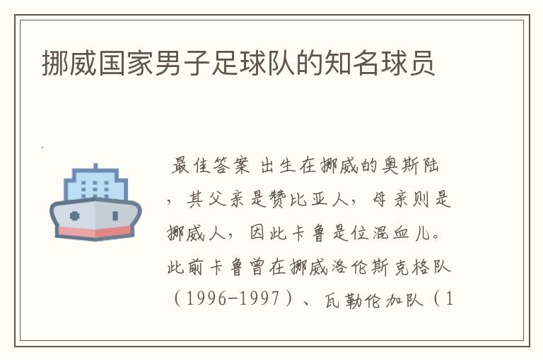 挪威国家男子足球队的知名球员