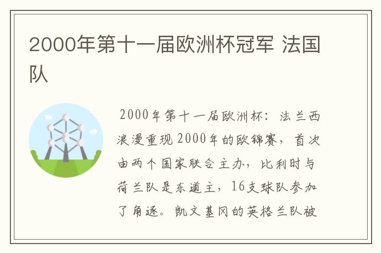 2000年第十一届欧洲杯冠军 法国队
