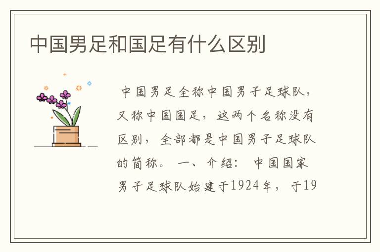 中国男足和国足有什么区别