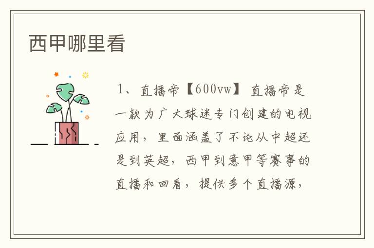 西甲哪里看