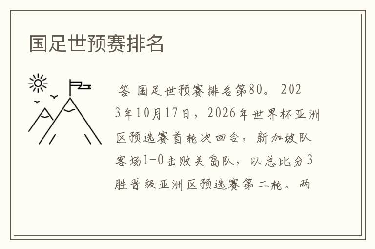 国足世预赛排名