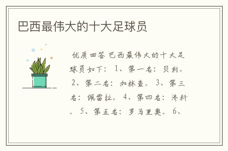 巴西最伟大的十大足球员