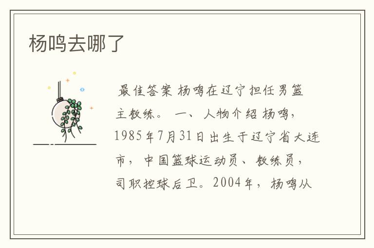 杨鸣去哪了