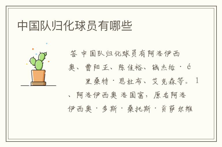 中国队归化球员有哪些