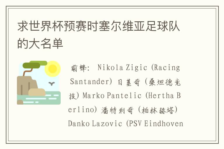 求世界杯预赛时塞尔维亚足球队的大名单