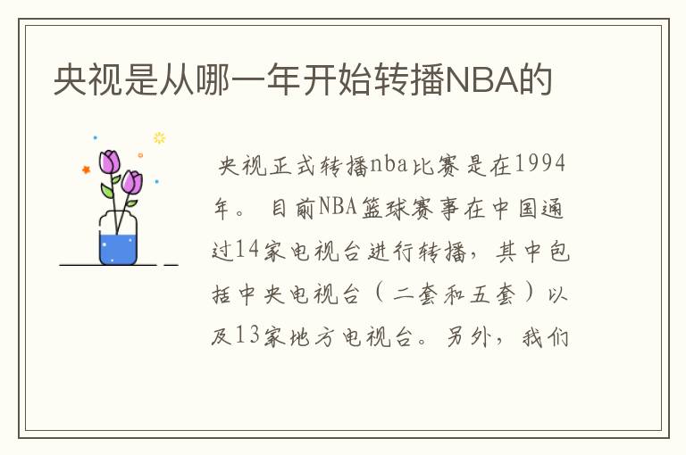 央视是从哪一年开始转播NBA的