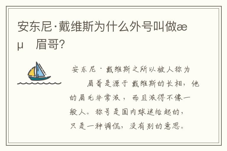 安东尼·戴维斯为什么外号叫做浓眉哥?