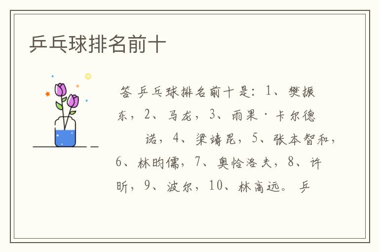 乒乓球排名前十