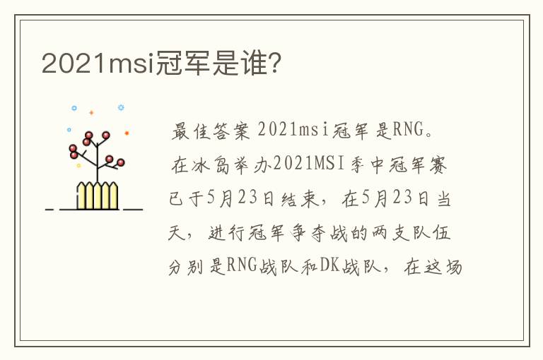 2021msi冠军是谁?