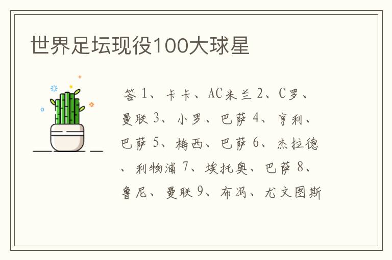 世界足坛现役100大球星