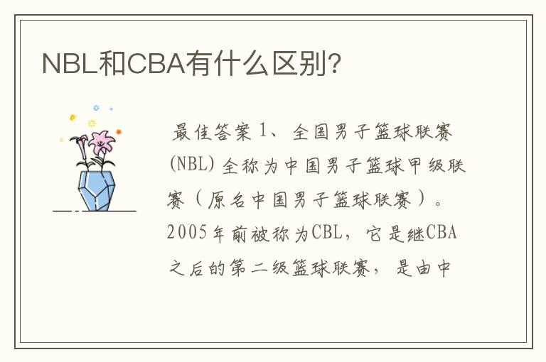 NBL和CBA有什么区别?