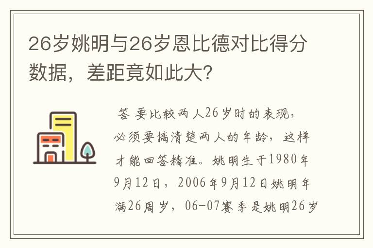 26岁姚明与26岁恩比德对比得分数据,差距竟如此大?